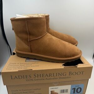 Member’s Mark Sheepskin Boots Size 10 Chestnut New